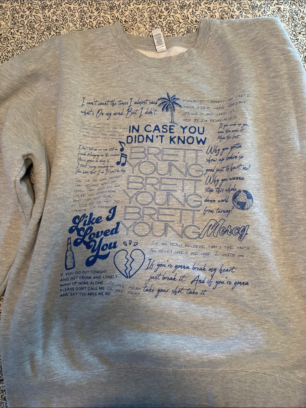 Women’s Brett Young Gray Graphic Sweatshirt - Blue Print